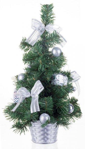 Karácsonyfa MagicHome Karácsony, feldíszítet, ezüst, masli, 40 cm