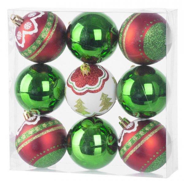 Gömbök MagicHome Karácsony, piros-zöld díszel, karácsonyfára, 6 cm