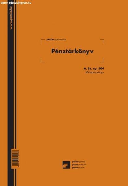 Pénztárkönyv A/4 álló A.SZNY.504