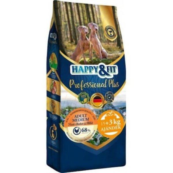 Happy&Fit Professional Plus Adult Medium Fresh Chicken&Millet 18kg (15kg+3kg
ajándék)