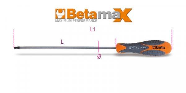 Beta 1297TX-L/20 Imbusz csavarhúzó Torx® csavarokhoz, hosszú krómozott,
fekete fej