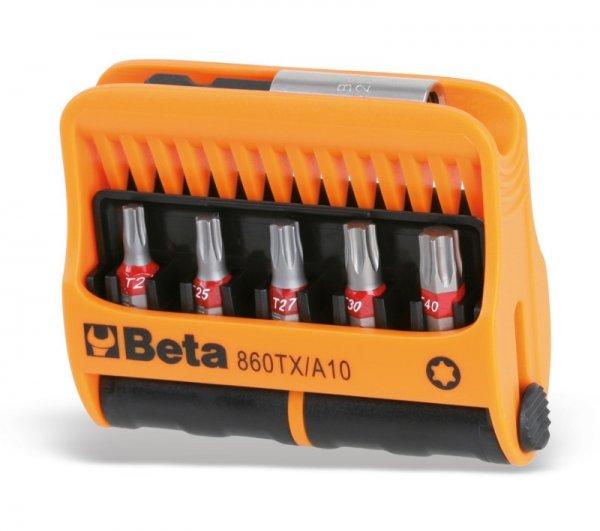 Beta 860TX/A10 10 csavarhúzóbetét és mágneses gyorslazítású
betéttartó, műanyag dobozban