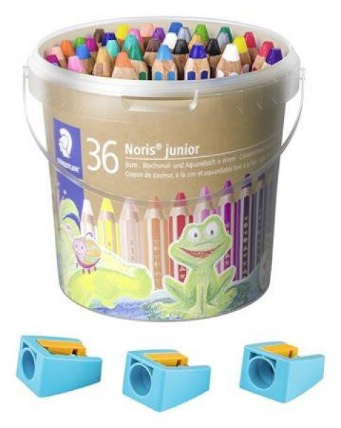 Színes ceruza készlet, 3in1, hatszögletű Jumbo, Staedtler Noris Junior 140,
ajándék 3 hegyezővel