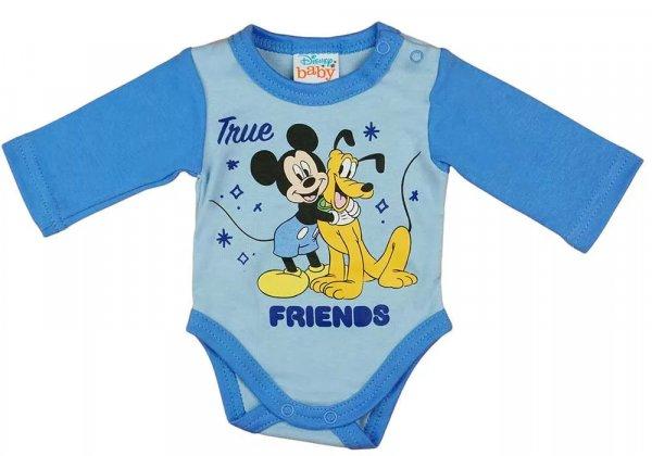 Disney hosszú ujjú baba body Mickey egér és Pluto mintával kék (80)