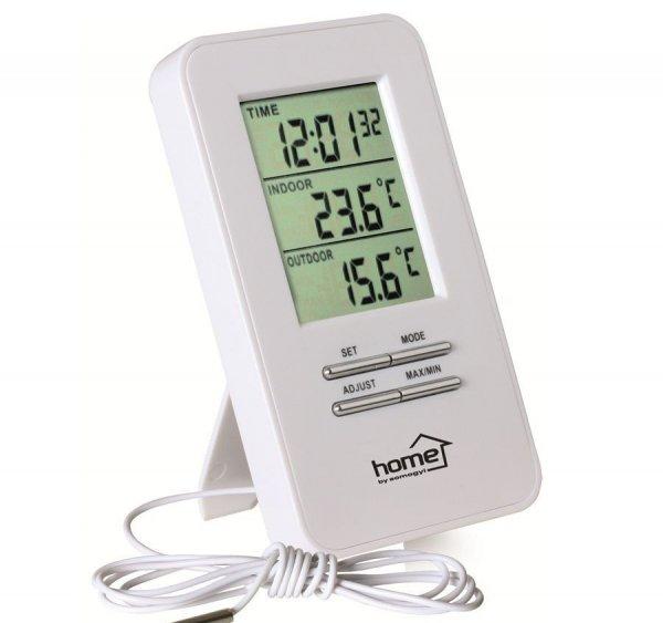 HOME HC 12 Vezetékes külső, belső hőmérő, órával