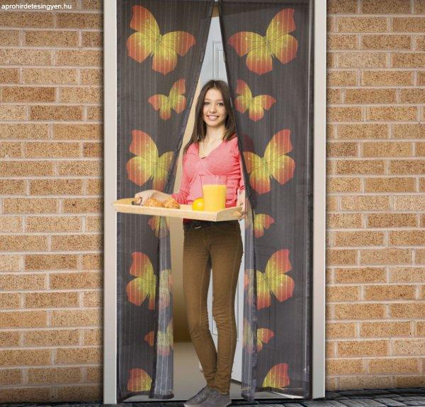 Mosható szúnyogháló függöny ajtóra, mágnessel záródó, 100 x 210 cm
(mágneses szúnyogháló), pillangós mintás