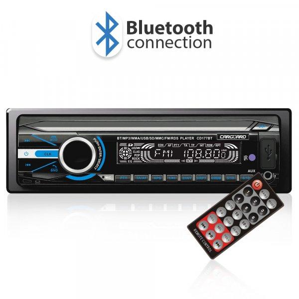 Carguard CD177BT autós MP3 lejátszó Bluetooth kapcsolattal, FM tunerrel és
SD / MMC / USB olvasóval, kék világítással (39702)