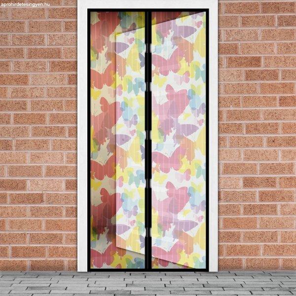 Mosható szúnyogháló függöny ajtóra, mágnessel záródó, 100 x 210 cm
(mágneses szúnyogháló), színes pillangós mintával