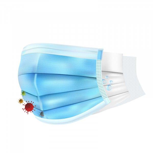  3 rétegű egészségügyi szájmaszk, kék színű, 10 db / csomag 