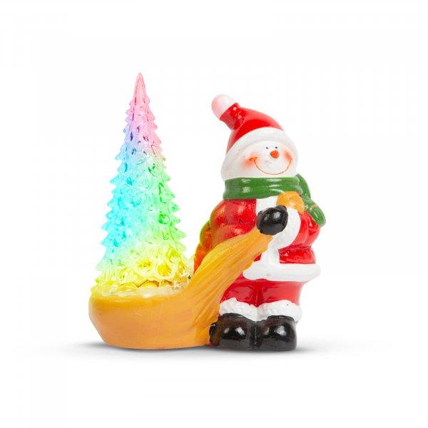 Karácsonyi RGB LED-es dekor hóember, kerámia, 13 x 7 x 15 cm (58272)