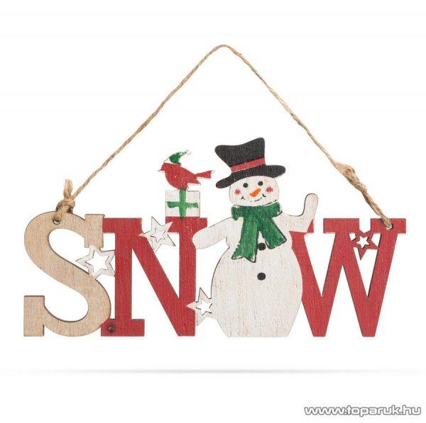 Karácsonyi felakasztható fa dekoráció, ajtódísz Snow felirattal, 17 x 9 cm
(58250B)