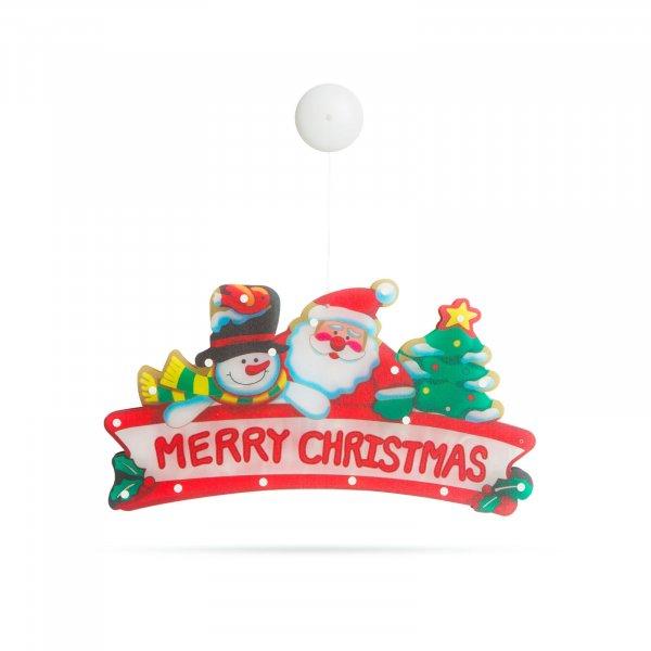 Beltéri MERRY CHRISTMAS feliratú ablakdísz, 20 db meleg fehér LED izzóval
(56530A)