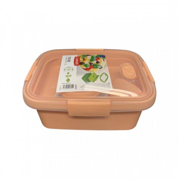 Ételtároló doboz, szögletes, 1,2 liter, narancssárga