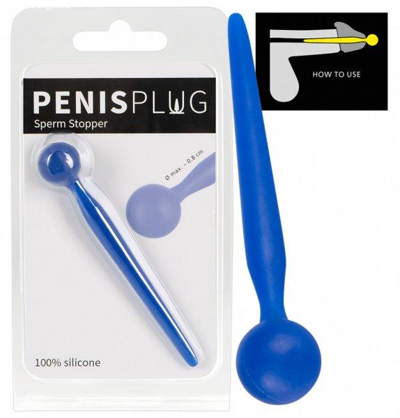Dilator Sperm Stopper - gömbös, szilikon húgycsőtágító (kék)