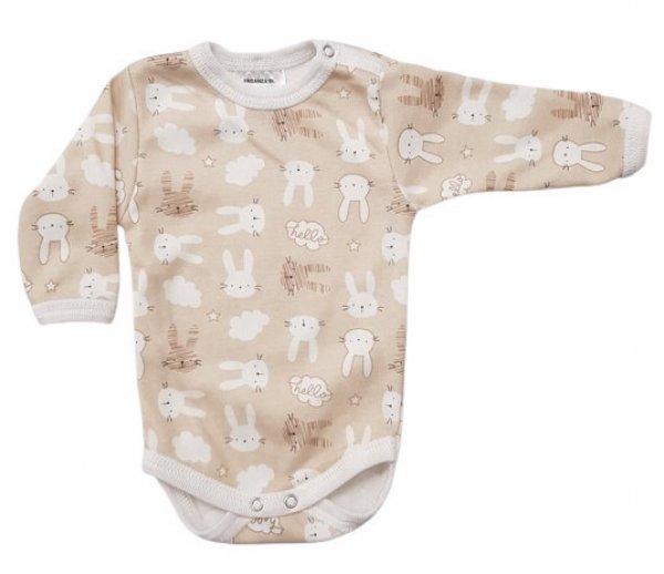 Hosszú ujjú,mintás body 74 - Nyuszi Drapp 