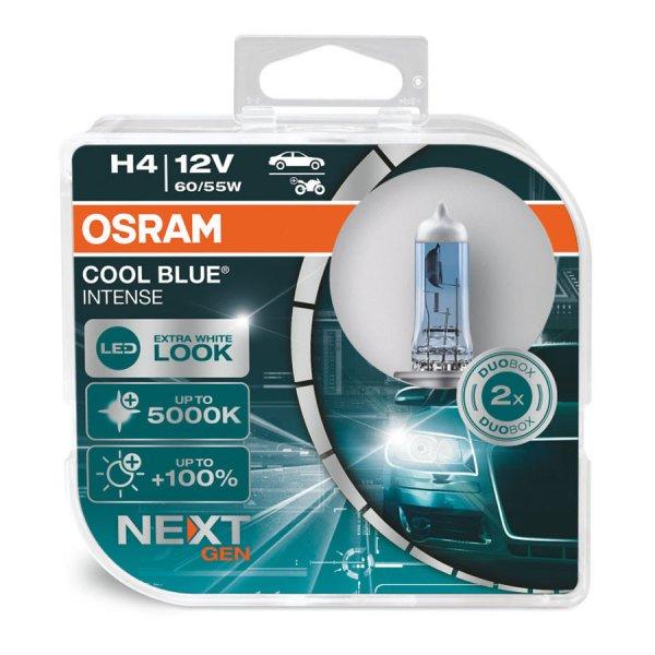 Izzó 12V/60/55W/H4 2db/+100% 5000K Osram Cool Blue Intense Nextgen 64193CBN
