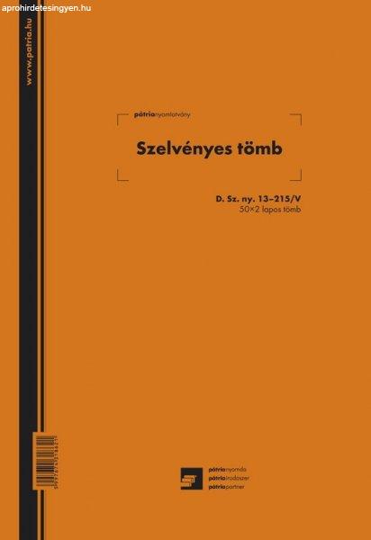 Szelvényes tömb ( 36 szelvényes ) 50x2 lapos tömb A/4 álló D.SZNY.13-215/V