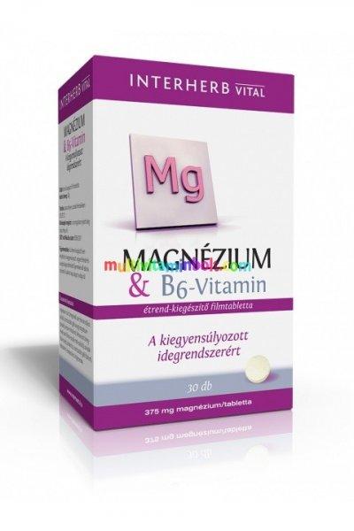 Magnézium 30 db tabletta, 375 mg magnézium, B6-vitamin - Interherb