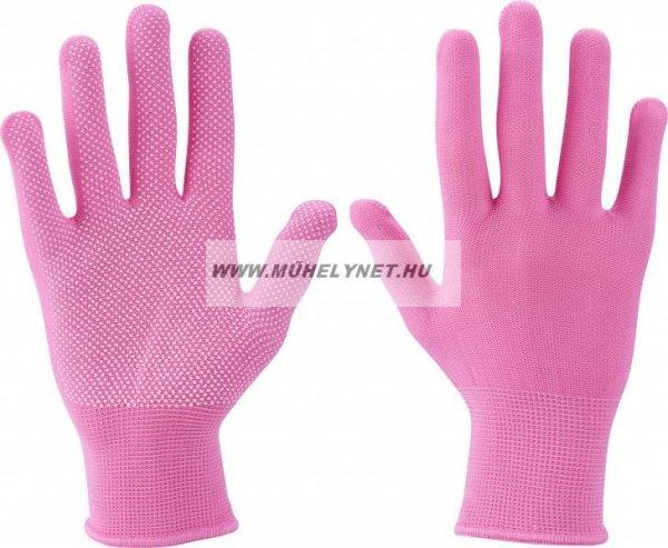 Pöttyös nylon kesztyű pink