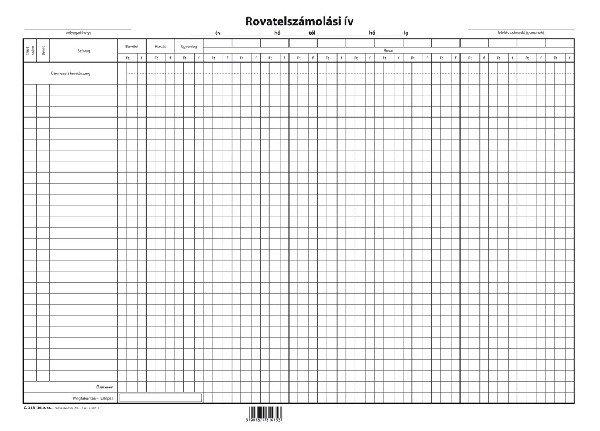 Rovatelszámolási ív 2 lapos garn. A/3 fekvő C.318-36