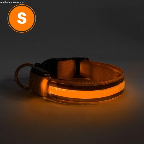 LED-es nyakörv - akkumulátoros - S méret - narancs 60027C