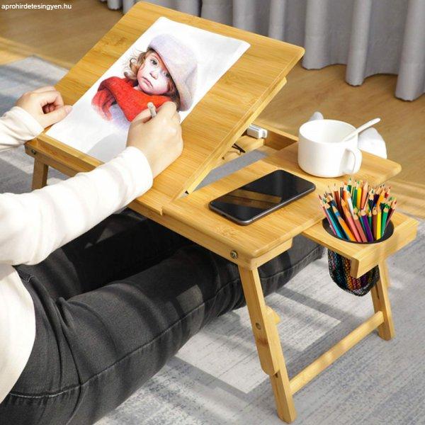 Összecsukható notebook asztal - bambusz - 59 x 33 x 52 cm W1097