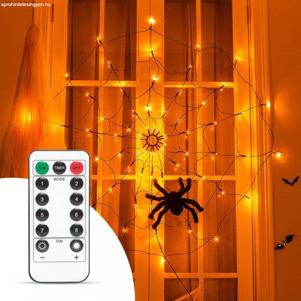 Pókháló fényfüggöny pókkal - melegfehér 60 db LED - USB-s 58150