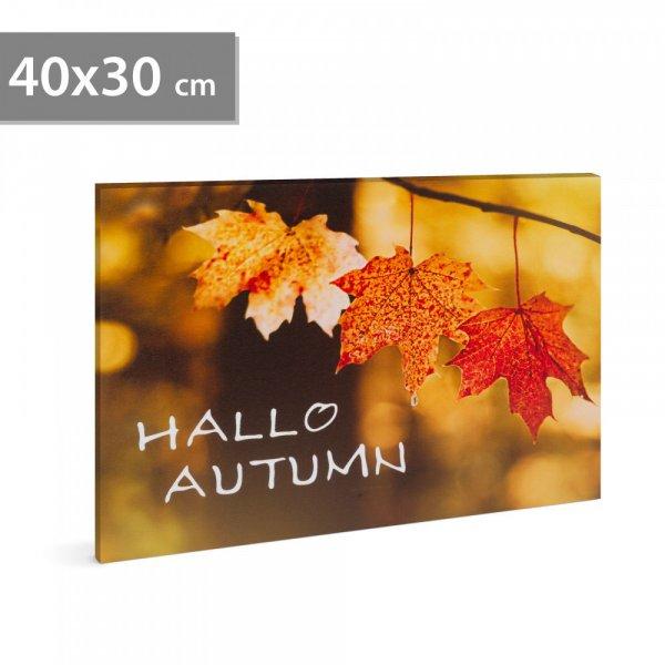 LED-es fali hangulatkép - "Hello ősz" - 2 x AA, 40 x 30 cm 58502