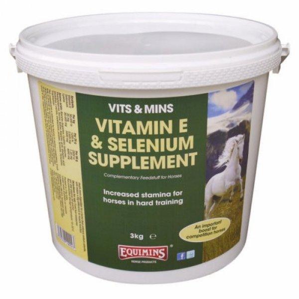 Vitamin E & Selenium Supplement – E-vitamin, szelén és lizin kiegészítő
por 3 kg vödör lovaknak