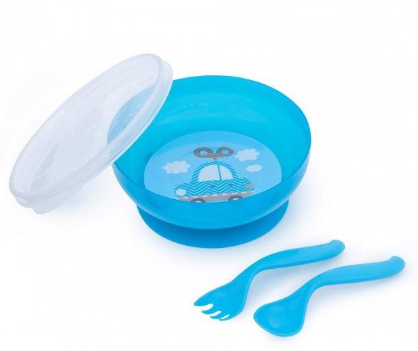 Canpol babies fedeles tányér kanállal és villával - kék