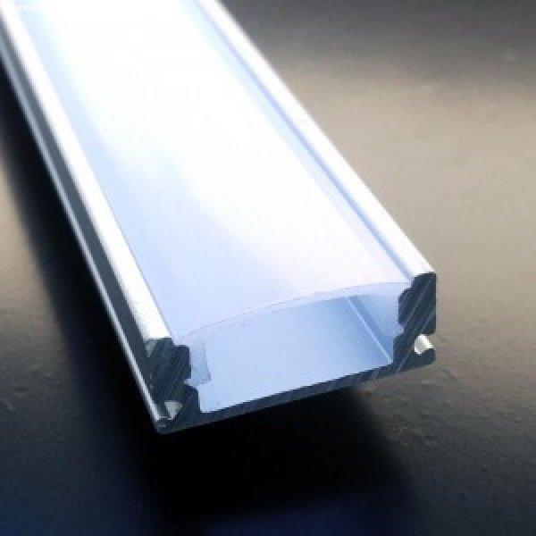 Aluminiumprofil LED szalaghoz 2 méter opál búrával, végzáróval