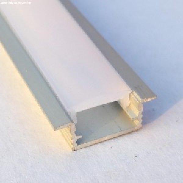 Aluminium süllyeszthető profil LED szalaghoz 2 méter opál búrával