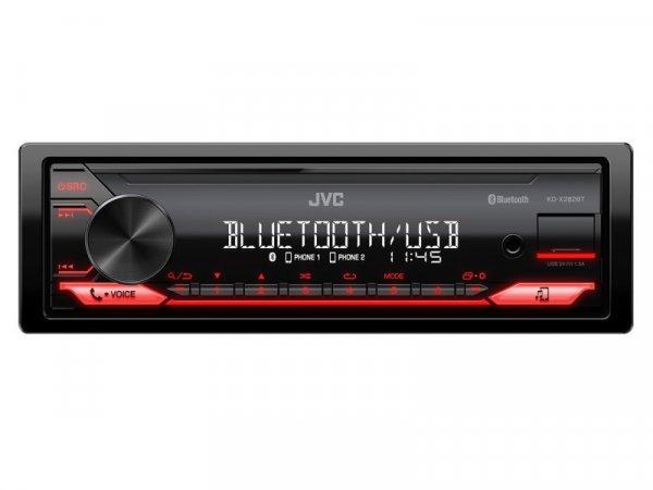 JVC KD-X282BT autórádió USB bemenettel és Bluetooth funkcióval, piros
színű megvilágítással