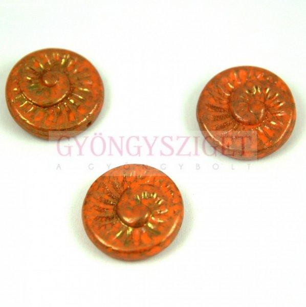 Cseh préselt egyedi formák - Orange Gold Luster - fosszília - 18mm
(63030-86800)