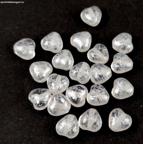 Cseh préselt egyedi formák - Szív - Crystal Silver Patina - 6mm