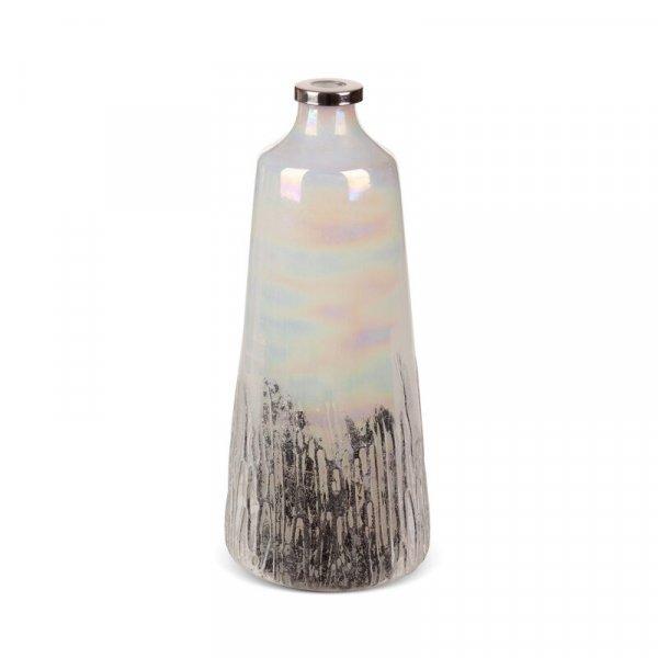 Aden üveg váza fém peremmel Krémszín/ezüst 15x15x36 cm