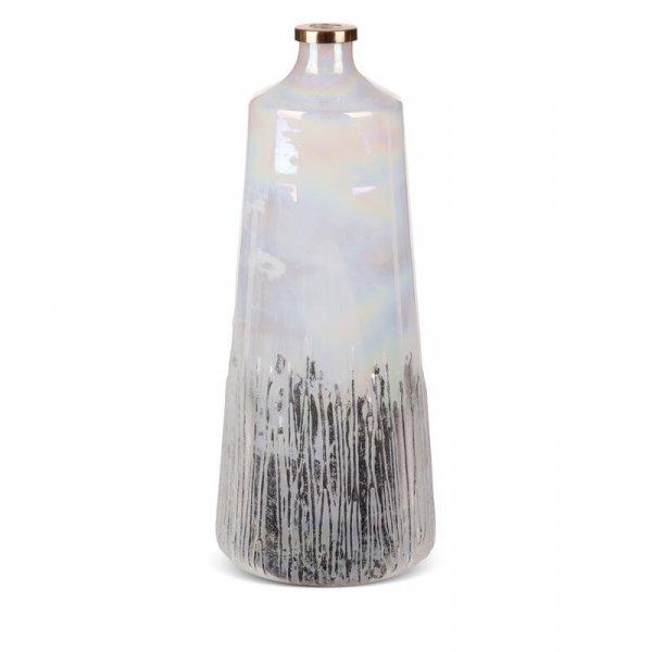 Aden üveg váza fém peremmel Krémszín/ezüst 19x19x43 cm