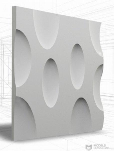 Loft-3D Dekor-4 beltéri festhető gipsz 3d dekor falpanel fehér ovális
körök