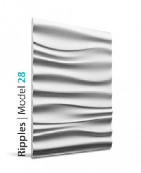 Loft-3D Dekor-28 beltéri festhető gipsz 3d dekor falpanel fehér hullámos