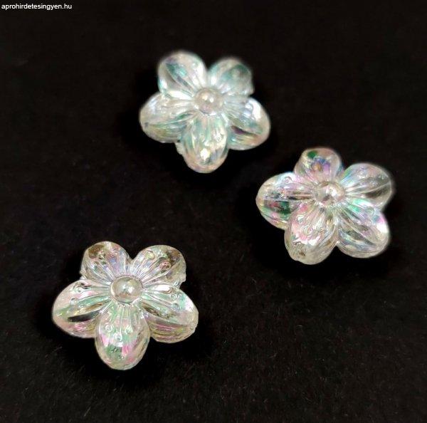 Akril virág gyöngy - Crystal AB - 15x7mm