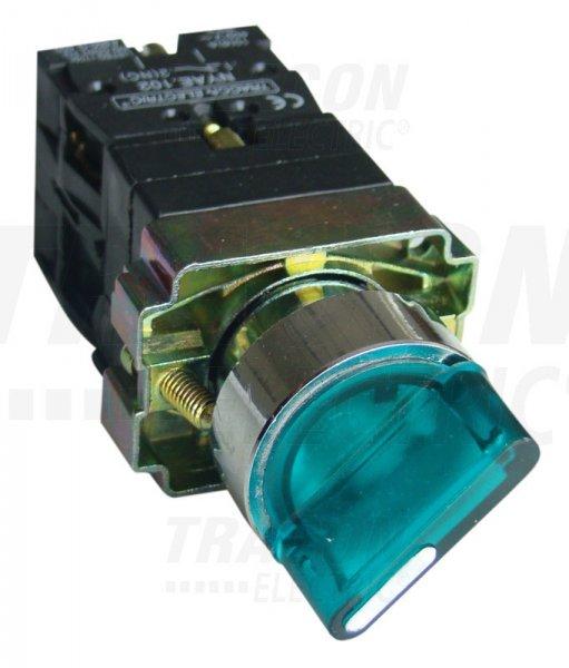 Világítókaros kapcsoló, fémalap, zöld, LED, kétáll., izzó n.
1×NC+1×NO, 3A/400V AC, IP42