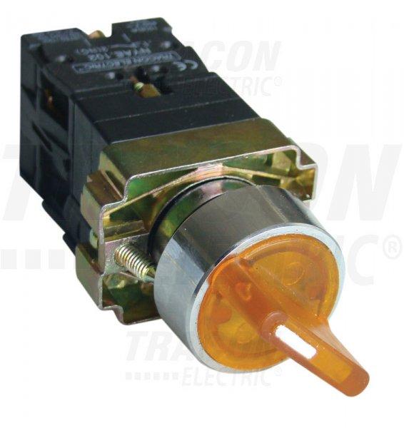 Világítókaros kapcsoló, fémalap, sárga,LED, kétáll., izzó n.
1×NC+1×NO, 3A/400V AC, IP42