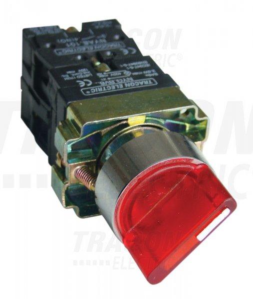 Világítókaros kapcsoló, fémalap, piros, LED, kétáll. izzó n.
1×NC+1×NO, 3A/400V AC, IP42