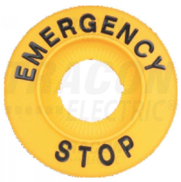 EMERGENCY STOP lap, magasított d=60mm, h=8mm, ABS