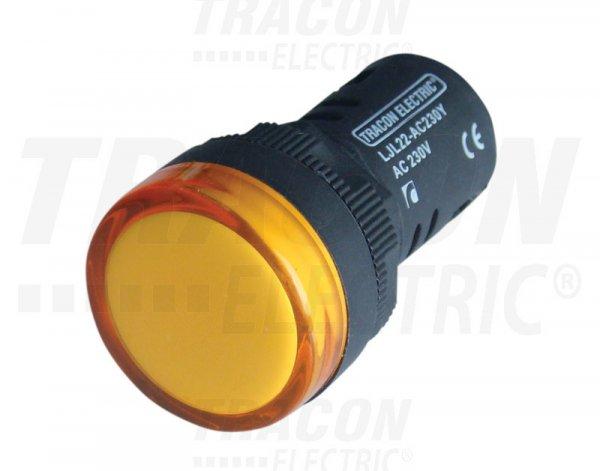 LED-es jelzőlámpa, sárga 48V AC/DC, d=22mm