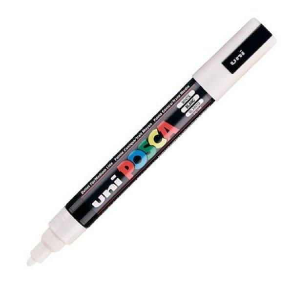 Dekormarker Uni Posca PC-5M 1.8-2.5 mm, kúpos, fehér