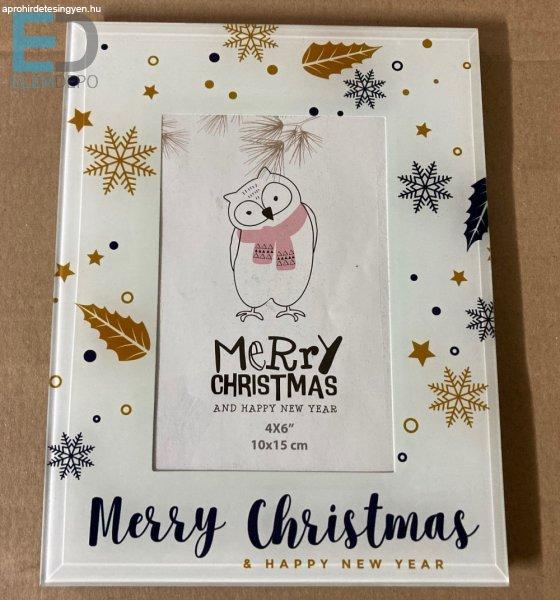 " Merry Christmas " Karácsonyi üveg képkeret 10 x 15cm álló-
fekvő kivitel