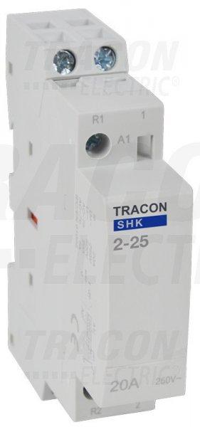 Installációs kontaktor 230V AC, 50Hz, 1 Mod, 2×NO AC1/AC7a, 25A