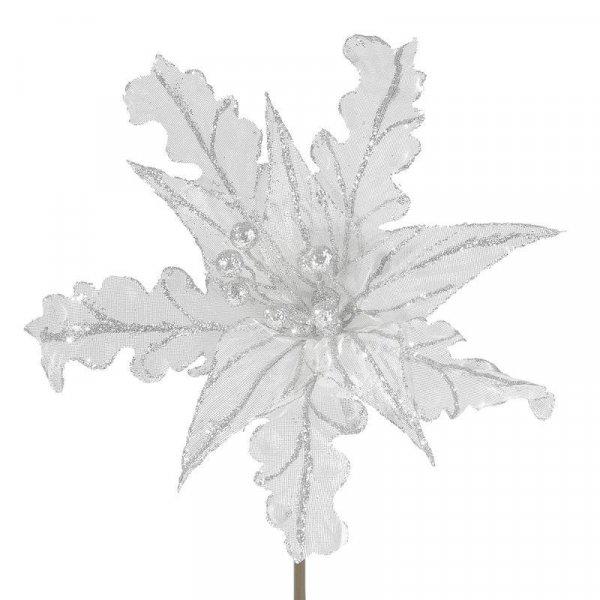 Dekoratív karácsonyi virág 27 Fehér 29 cm