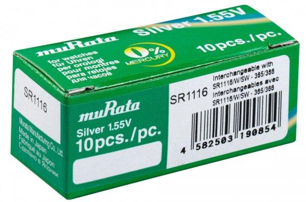 MURATA(Sony) 365/366 SR1116W/SW ezüst-oxid gombelem 1,55V bl/1